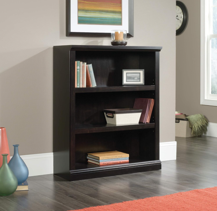 Versatile Storage Cabinet with Adjustable Shelves – Engineered Wood, Estate Black Finish, Quick Slide-On Assembly