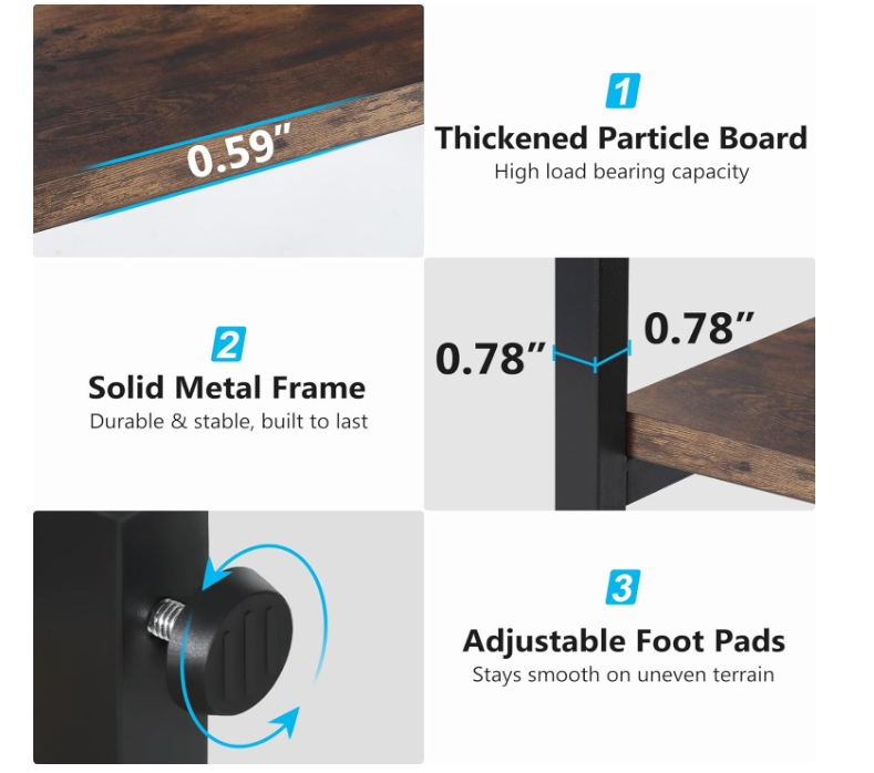 Estantería geométrica moderna con estructura de metal negro y acabado de madera gris - Estante de almacenamiento abierto de varios niveles para sala de estar, dormitorio, oficina o apartamento, elegante organizador expositor industrial