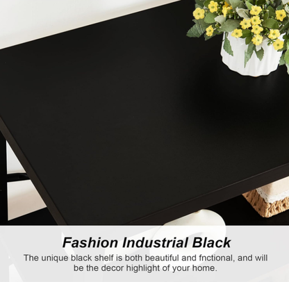 Estantería Industrial Moderna, Estante de Almacenamiento y Exhibición de Varios Niveles con Estructura de Metal Negro para Sala de Estar y Dormitorio