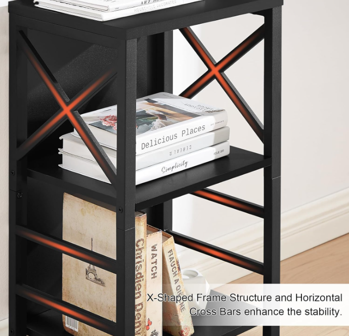 Estantería Industrial Pequeña con Diseño en Forma de X, Estante de Almacenamiento de Varios Niveles para Sala de Estar, Dormitorio u Oficina