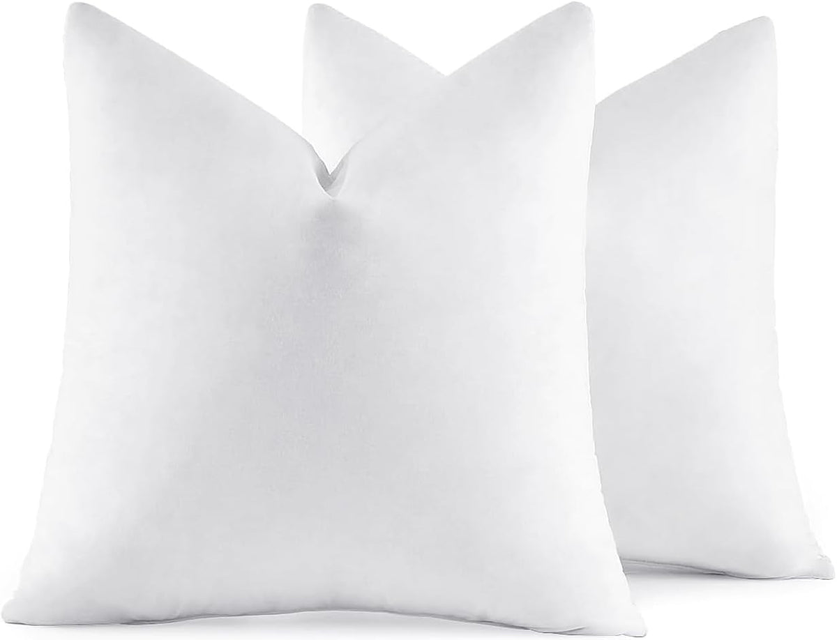 MIULEE 26x26 Euro Pillow Inserts,Set of 2 Down Feather Throw Pillows for Couch Sofa Bed, Decorative Fluffy Throw Pillow Inserts Cotton Fabric,White