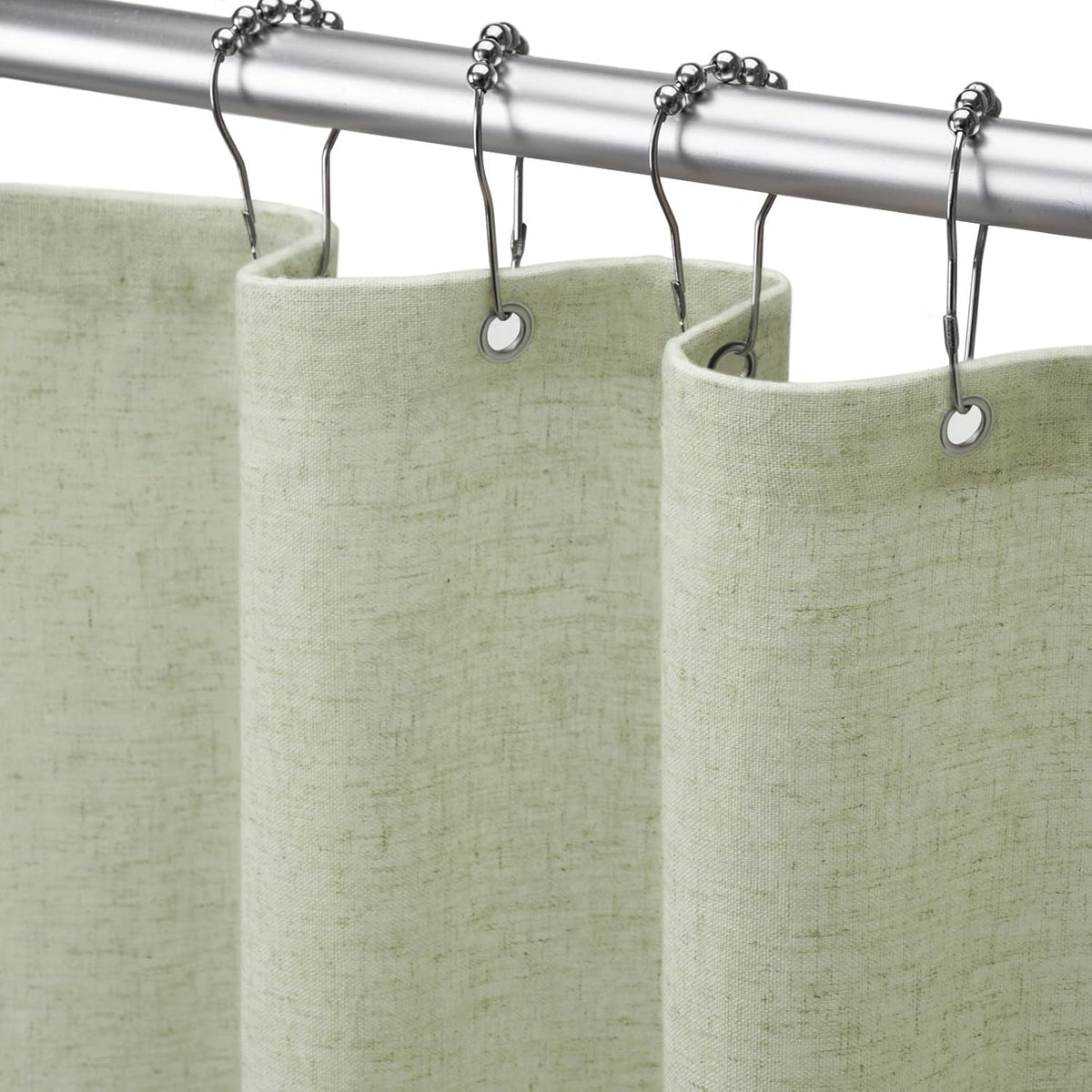 Shower Curtain Beige, Fabric Boho Farmhouse Shower Curtains for Bathroom Cream Cotton Natural Cloth Liner Set 72" W x 72" L