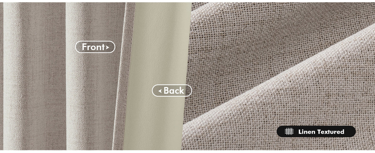 100% Blackout Linen Curtains for Bedroom, Ivory Solid Luxury Decor Thermal Insulation Room Darkening Drapes for Living Room Nursery Back Tab Rod Pocket 42 x 84 Inches, 2 Panels