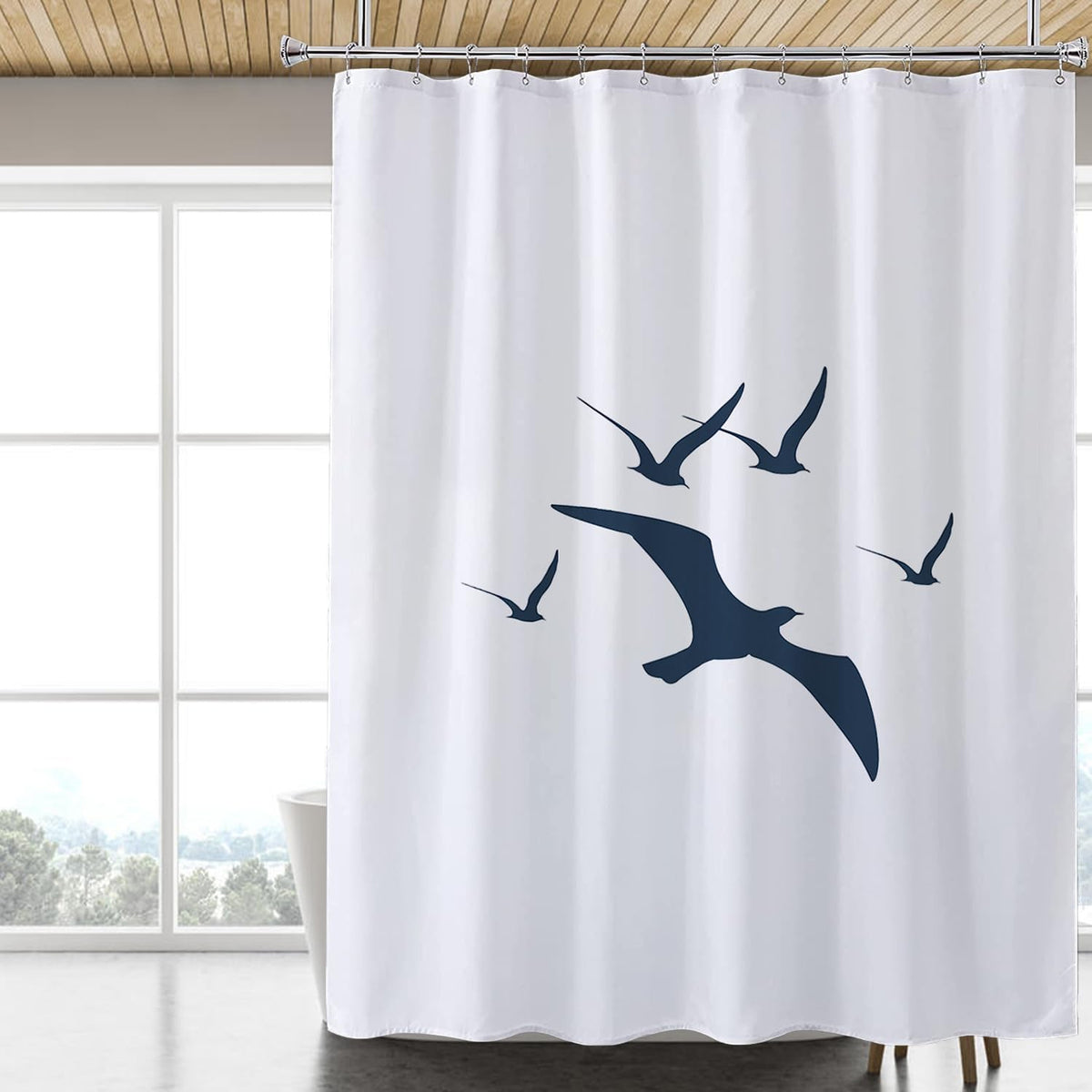 Fabric Shower Curtain Liner, Waterproof Hotel Quality, Bathroom Curtains Rust Resistant Grommets, 72 x 72 Machine Washable (Black)