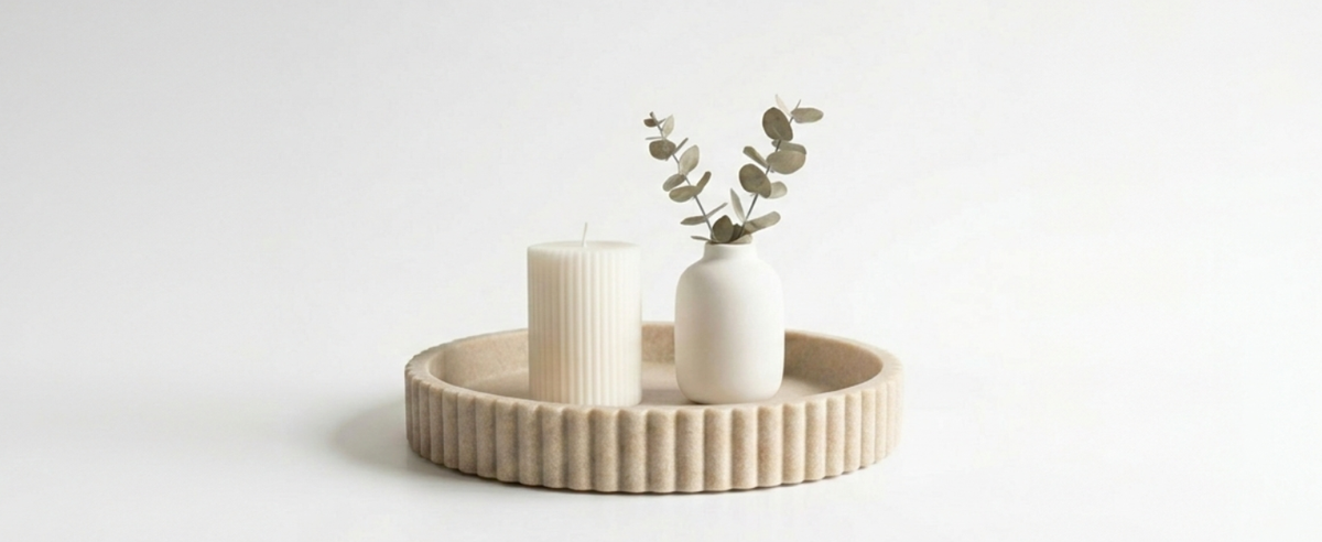Decorative Tray for Decor - Coffee Table Tray for Living Room - Round Tray for Home Decor - Coffee Table Decor Centerpiece - Modern Minimalist Centerpiece