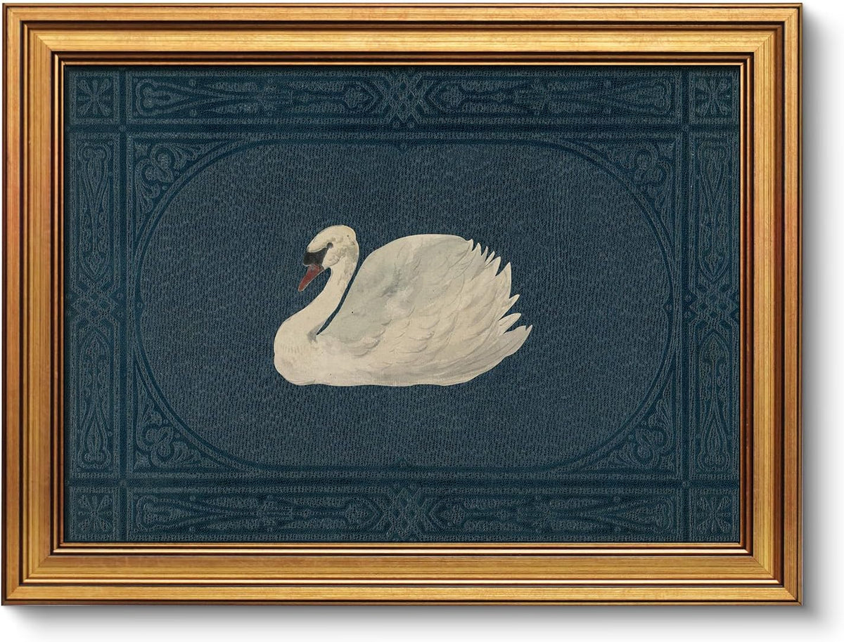 Vintage Gold Framed Wall Art, Sketch Birds Canvas Painting, Cute but Exquisite Wall Decor, No Glass No Glare, Suitable for Bedside Tables, Foyer, Bookshelves,【Hummingbird】-10L x 8W