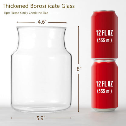 Clear Glass Vase, Large Flower Vase, 8-inch Glass Flower Vase for Plants, Wide Mouth Vase for Home, Wedding, Living Room, Dining Table