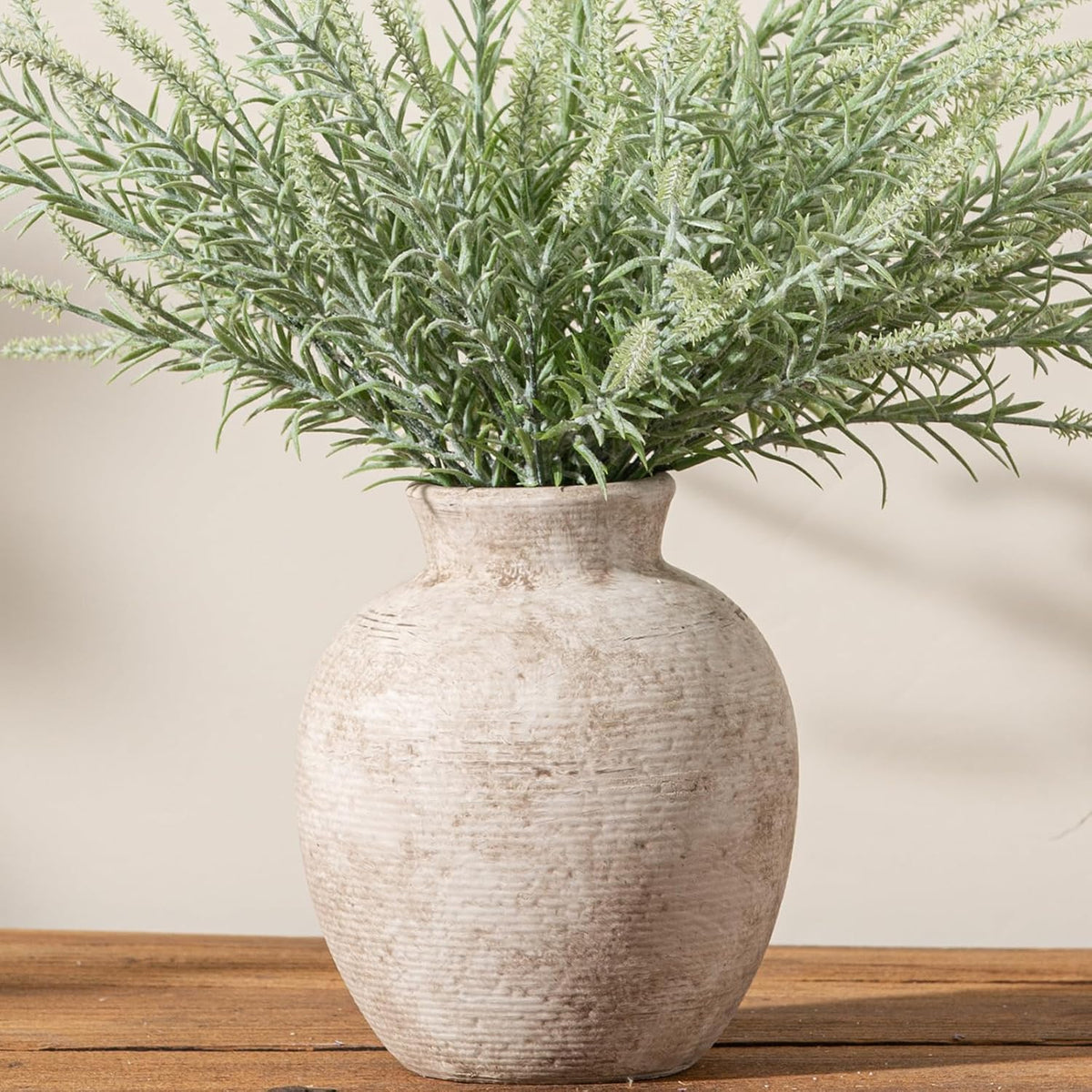 Ceramic Flower Vase Home Decor - Small Farmhouse Table Vases Rustic Vintage Living Room Kitchen Bedroom Decorations for House Book Shelf Office Coffee Desk Dining Fireplace (6" Retro)