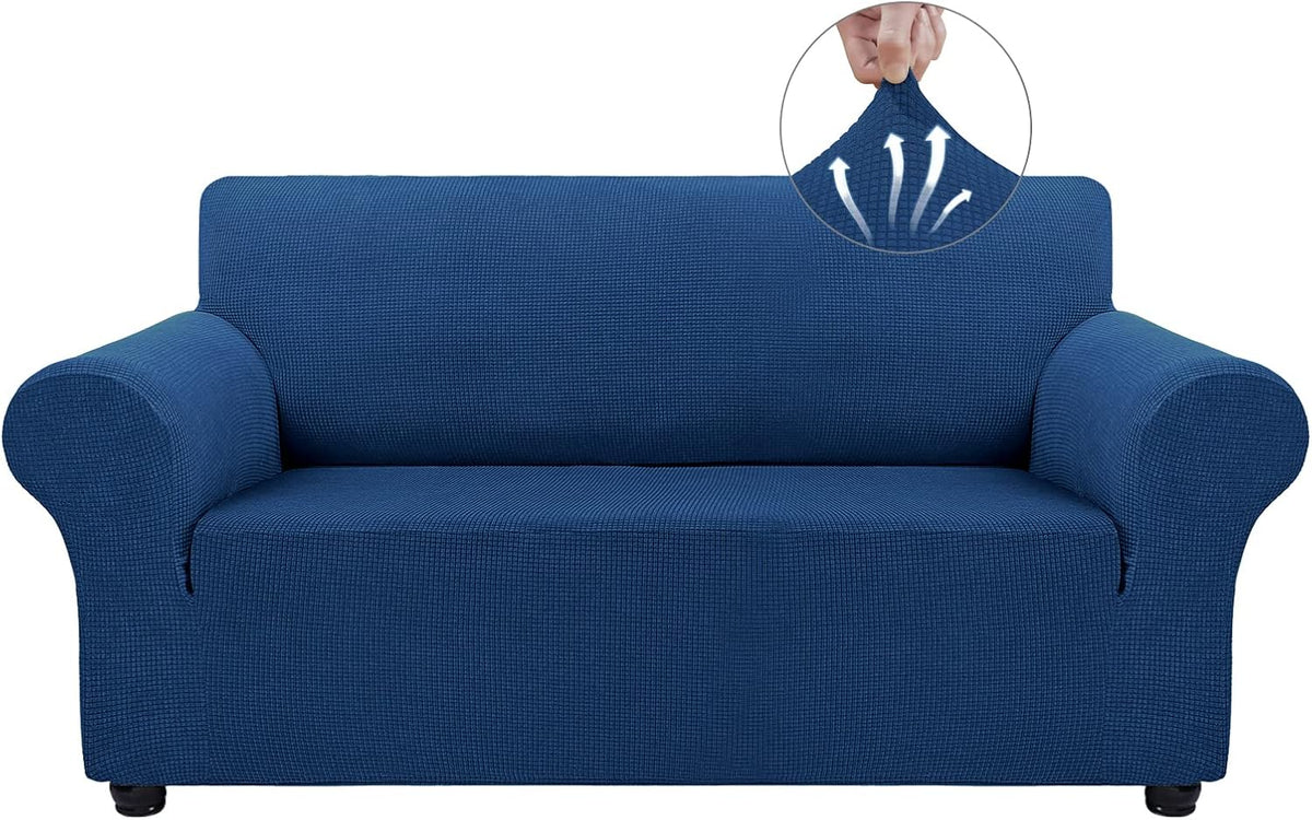 Couch Covers for 3 Cushion Couch Sofa Pet Friendly, 3 Seater Sofa Cover Washable Slipcovers Protector Furniture Covers for Dogs Spandex Jacquard Fabric Small Checks（Large，Black）