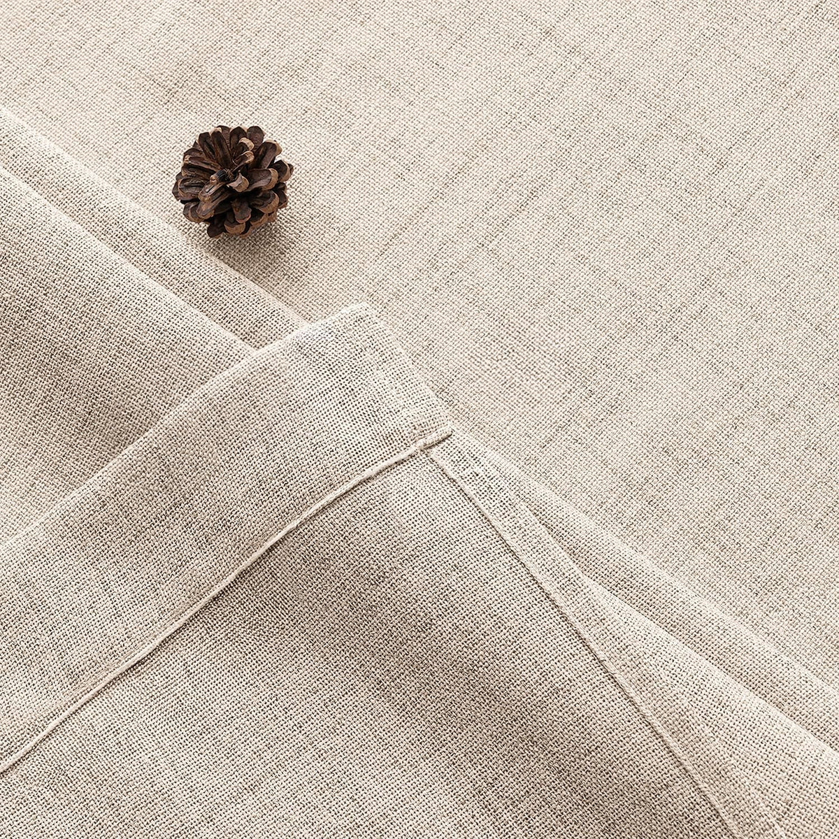 Linen Curtains 84 Inch Length 2 Panels Natural Semi Sheer Curtain with Back Tab Rod Pocket, Light Filtering Window Privacy Burlap Drapes for Living Room Bedroom 42W x 84L Linen