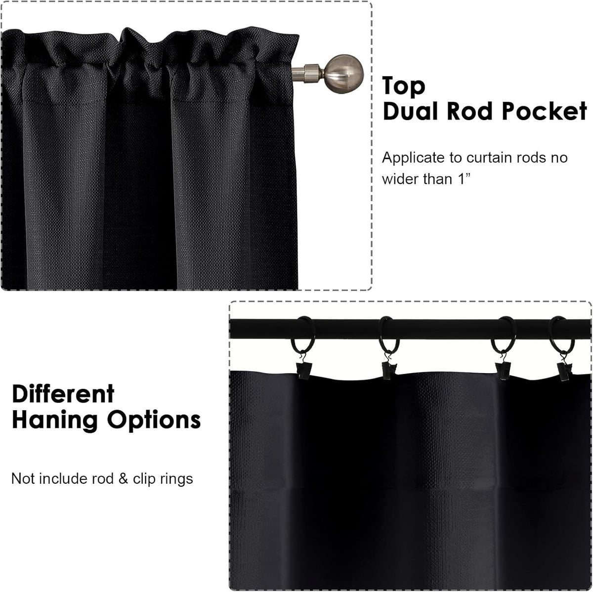 Black Curtains 63 Inch Length 2 Panels Set for Living Room Bedroom, Light Filtering Faux Linen Textured Soft Window Curtain, Airy Soft Rod Pocket cortinas para cuarto, 40Wx63L Inches, 2 Pcs