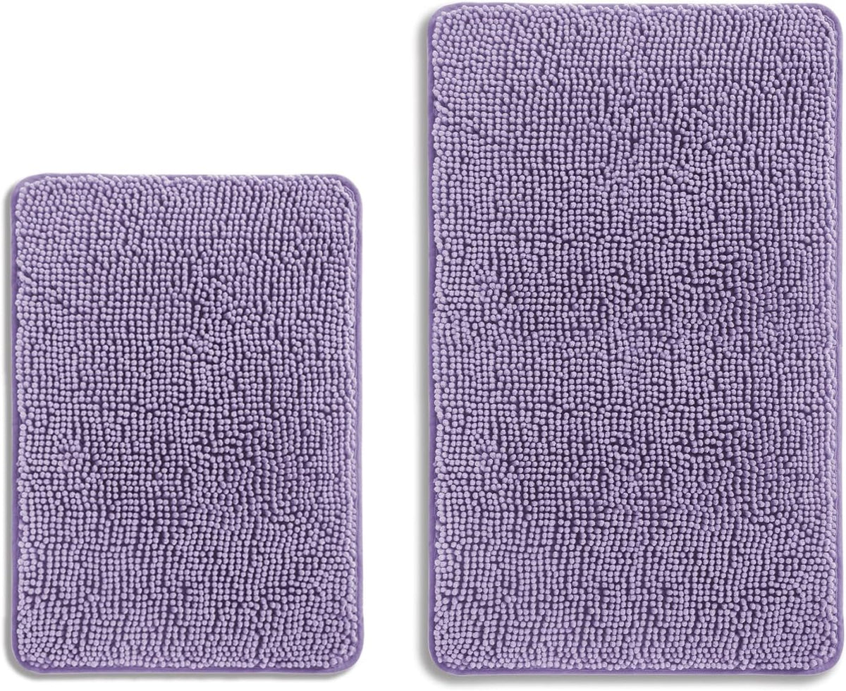 Bathroom Rugs 36 x 60 Inch – Extra Large Bath Mat | Absorbent and Washable Thick Chenille Bath Rugs Non-Slip Runner Rug for Bathroom, Shower, Tub(Gray)