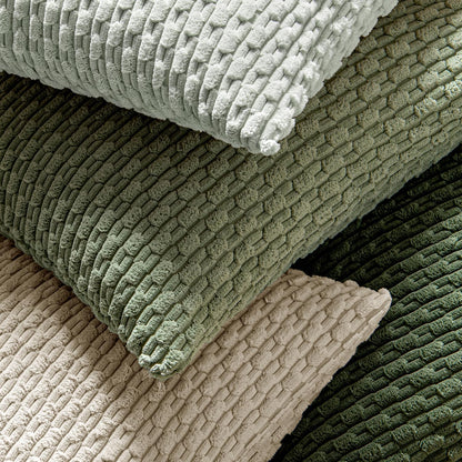MIULEE Pack of 2 Decorative Throw Pillow Covers 18x18 Inch Soft Boho Striped Textured Corduroy Pillow Covers Spring Modern Farmhouse Home Decor for Couch Bed Sofa Living Room Sage Green